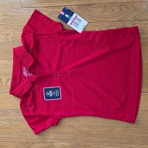IZOD BRAND GIRL'S RED BUTTON POLO "APPROVED SCHOOLWEAR" TOP SIZE SMALL 7/8